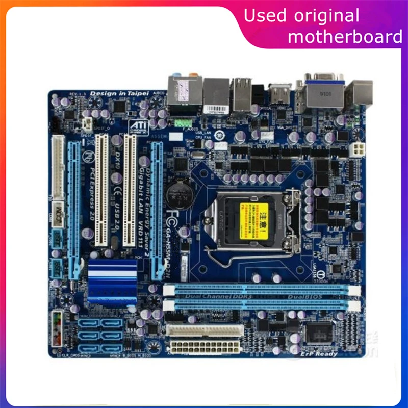 

Used LGA 1156 For Intel H55 GA-H55M-D2H H55M-D2H Computer USB2.0 SATA2 Motherboard DDR3 8G Desktop Mainboard