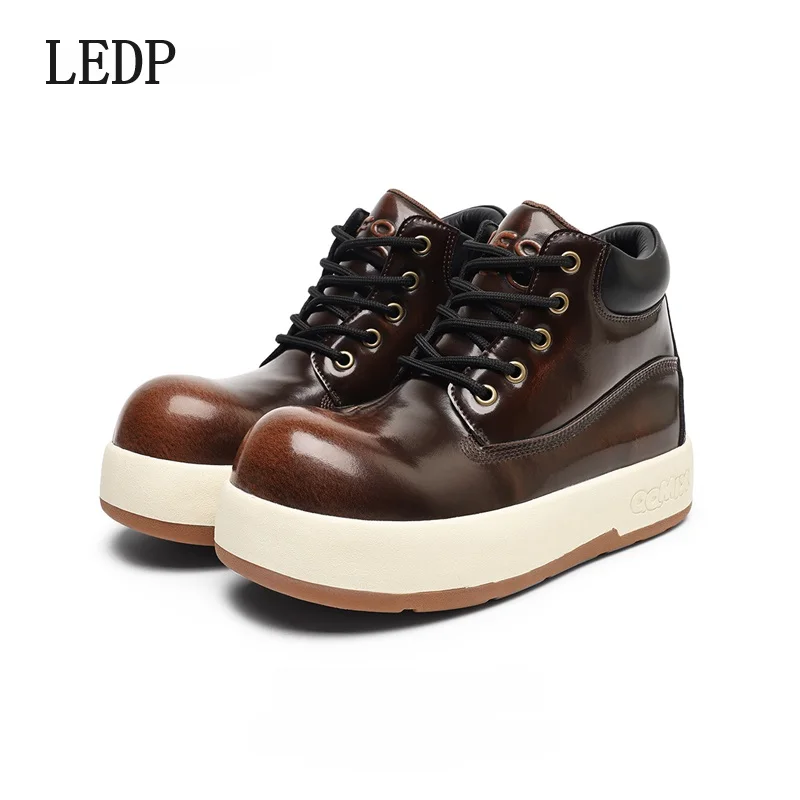 LEDP Brand Big Head Bread Boots for Men and Women 2024 Autumn New Minority Ugly Q Version Thick Soled Work Boots Trend