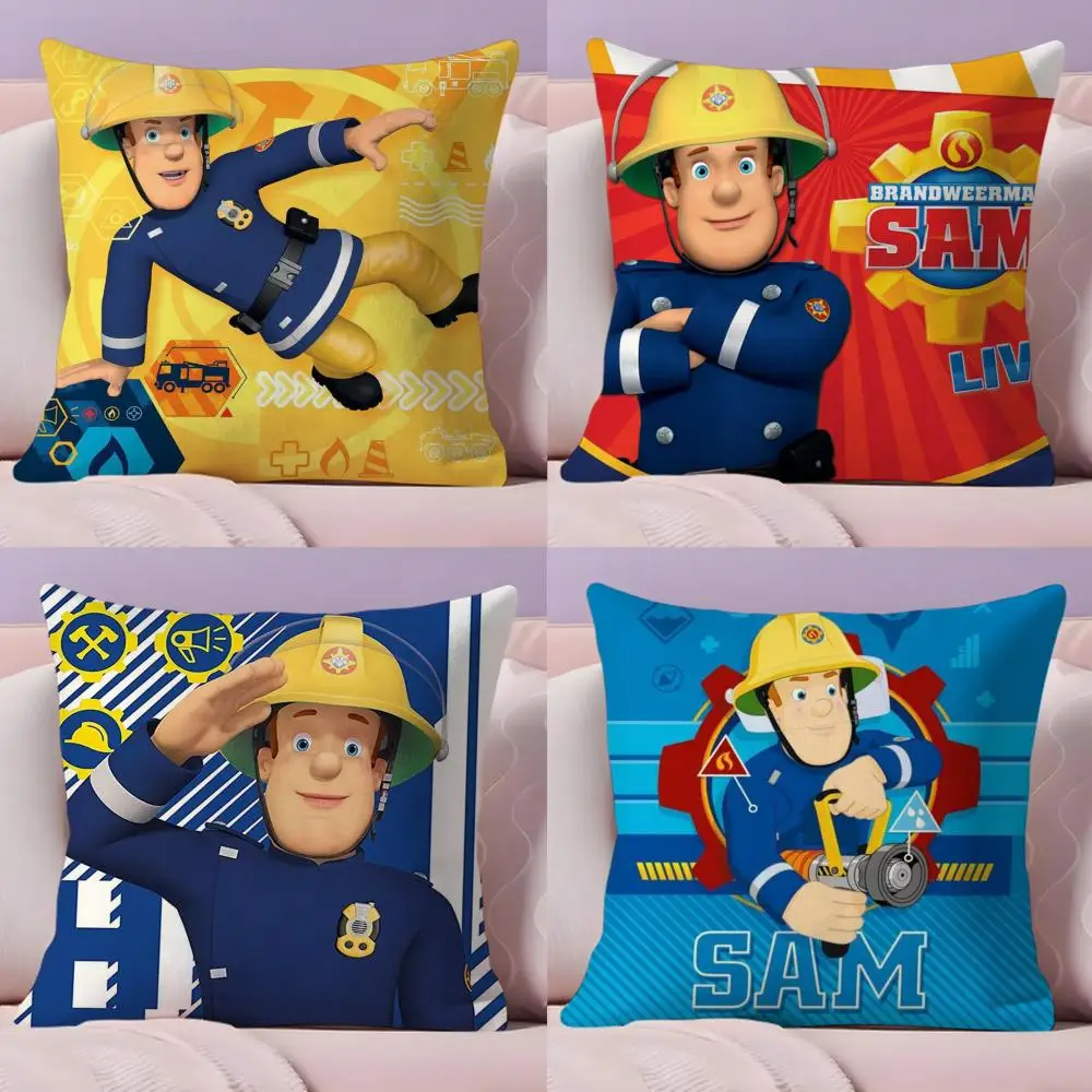 F-Firemans S-SamS Cushion Cover Short Plush Double-Sided Printing Home Machine Washable in Warm Winter Pillow Case