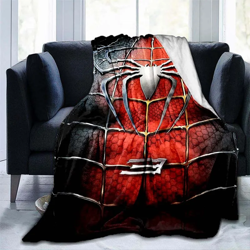 

Cartoon Spider Throw Blanket Cover Heroes Logo Flannel Blankets for Sofas Soft Bed Sheet Warm Bedspread Bedding Decor Boys Gift