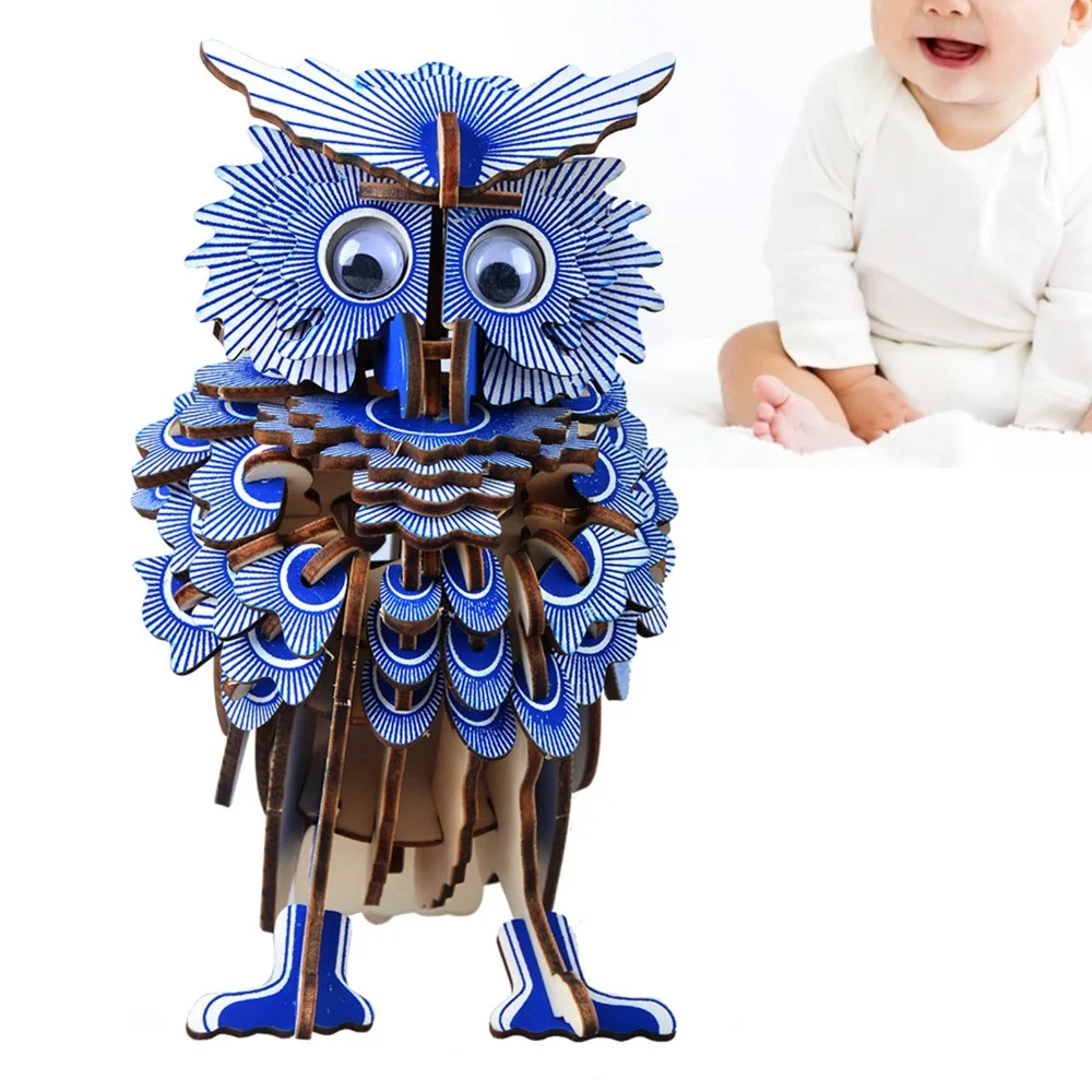 Interactive Assembly Required Wooden Owl Puzzle Educational Craft Jigsaw Puzzle 3D Puzzle Wooden Assembly Model STEM Learning