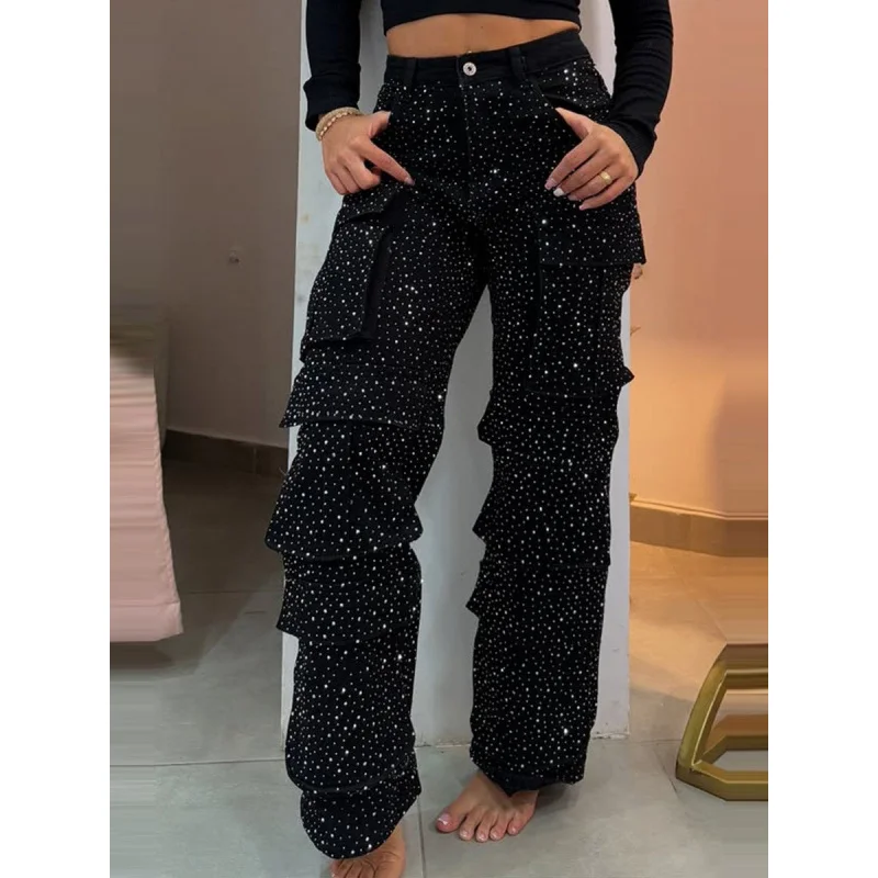 

Amazon Cross-Border2025Summer European and American foreign trade new women's fashion casual high-waisted long jeans wide-leg pa