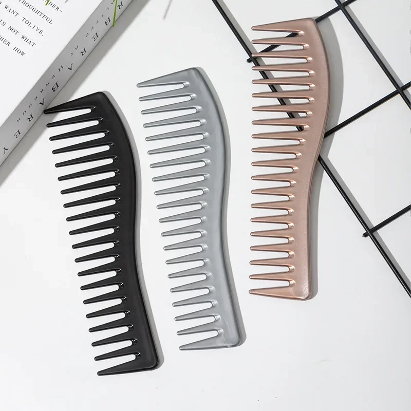 Wide Tooth Plastic Curly Hair Barber Salon Hairdressing Comb Oil Head Men Professional Back Hollow Comb Styling Tool Accessories