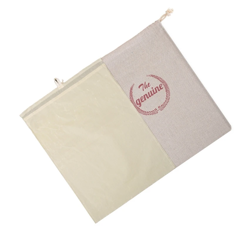 Duals Layer Bees Wax Infused Bread Storage Bag Washable Safe Cotton Linen Wrap with Drawstring A2BB