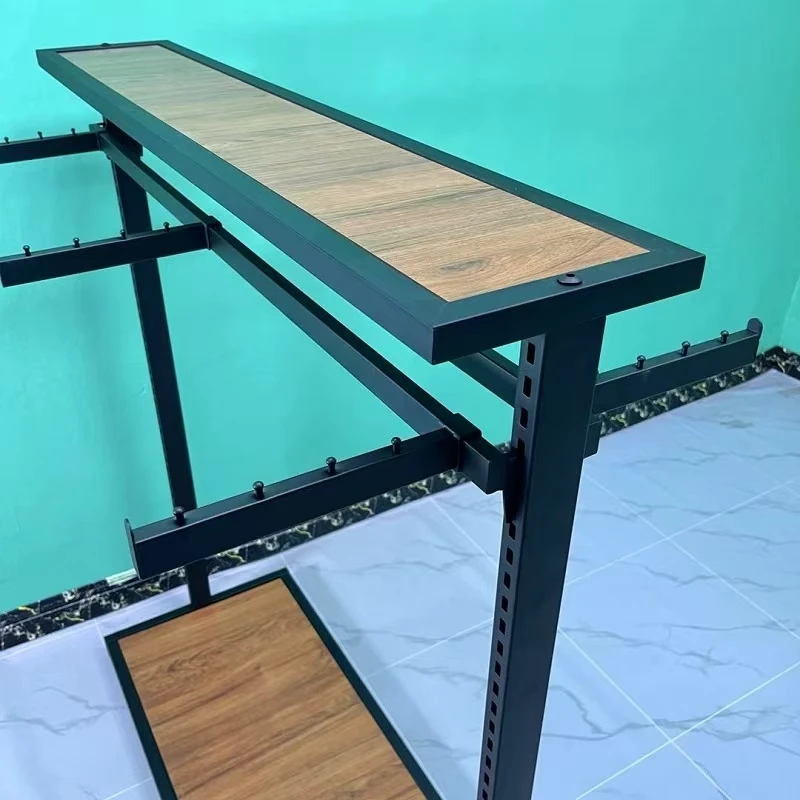 custom.Boutique Clothing Store Custom Metal Display Rack Double-Sided Light-Duty Storage Stand