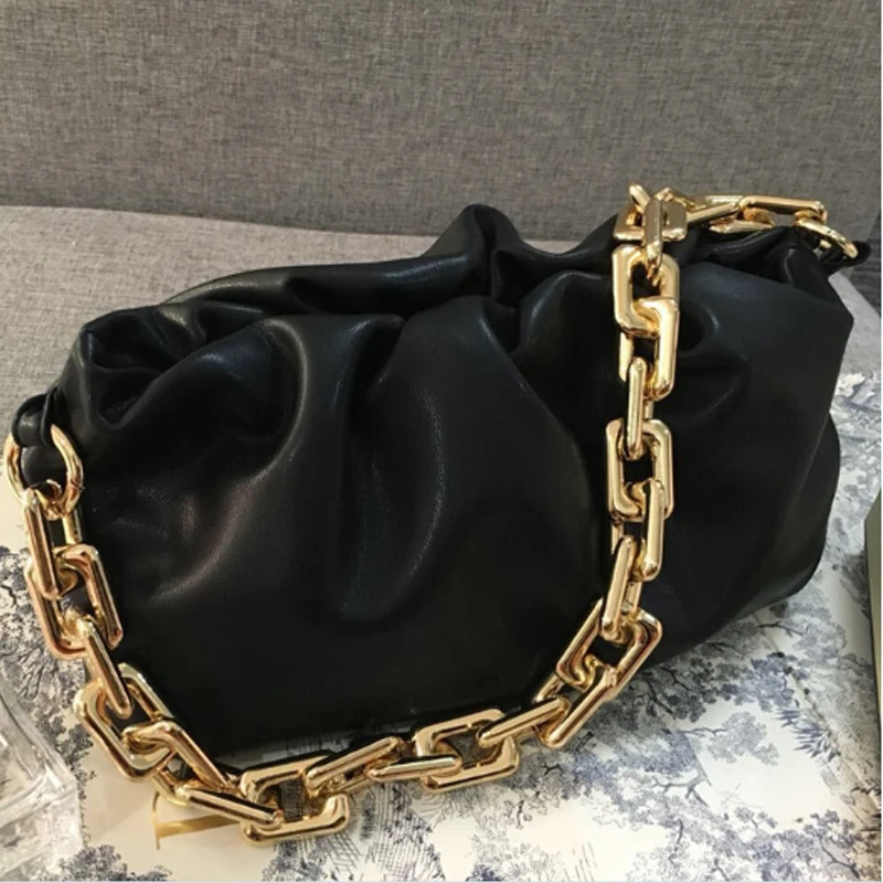 Luxurious Chain Women Handbag PU leather Thick Chain Cloud Handbag Fashion Shoulder Underarm Bag Chain Women Bag Shoulder Bag