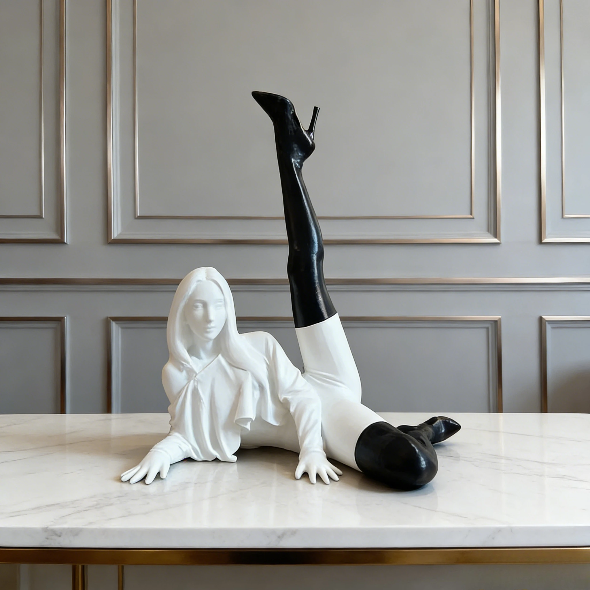Yoga-Tänzerin Skulptur Tischdekoration - Figur in Einbeiniger Streckstellung für Nachttisch, Sofa, Schreibtisch |   Künstlerisches Wohngeschenk