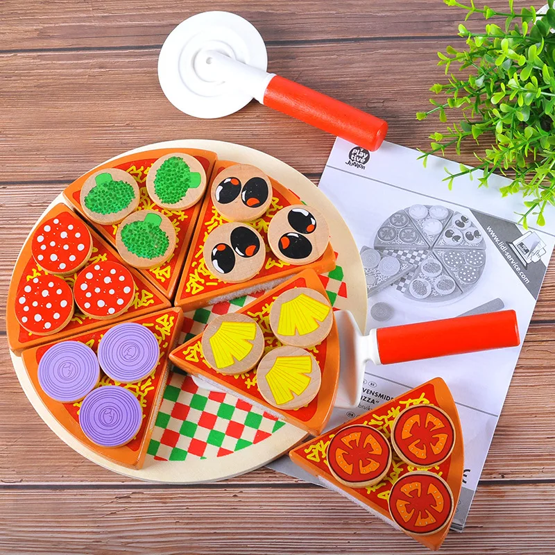 

27Pcs/Set Pizza Wooden Toys Food Cooking Simulation Tableware Children Kitchen Pretend Play Toy Fruit Vegetable Birthday Gifts