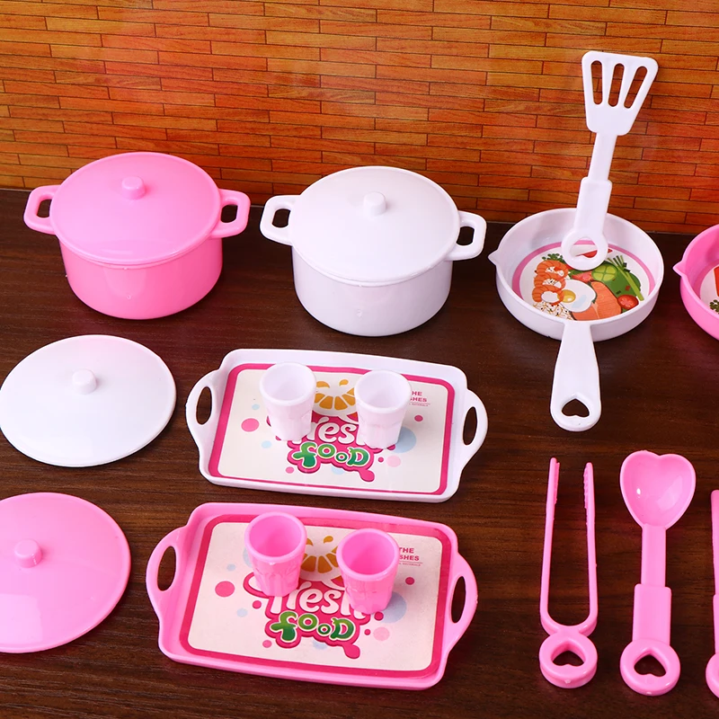 Mini utensílios de cozinha conjunto casa de bonecas simulação pote bandeja copo conjunto boneca casa cozinha decoração fingir jogar brinquedos presentes do miúdo