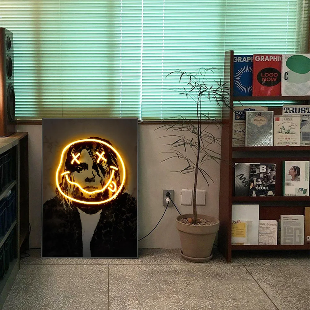 Hip Hop Rapper Celebrity 2pac Wall Art Poster Neon Effect Abstract Trendy Mural Modern Home Decor Canvas Picture Print Boys Gift