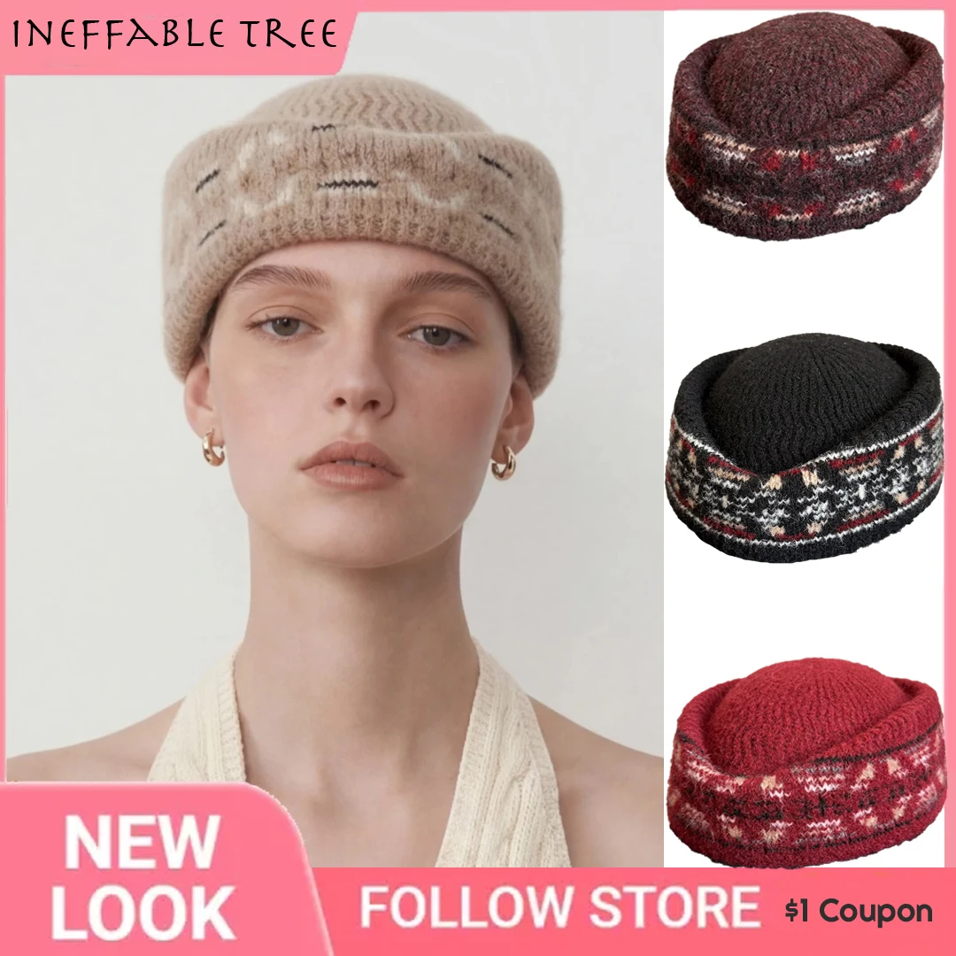 french-fair-island-knitted-pillbox-fedoras-hats-for-women-atmosphere-jacquard-stewardess-berets-uniform-teardrop-sailor-caps