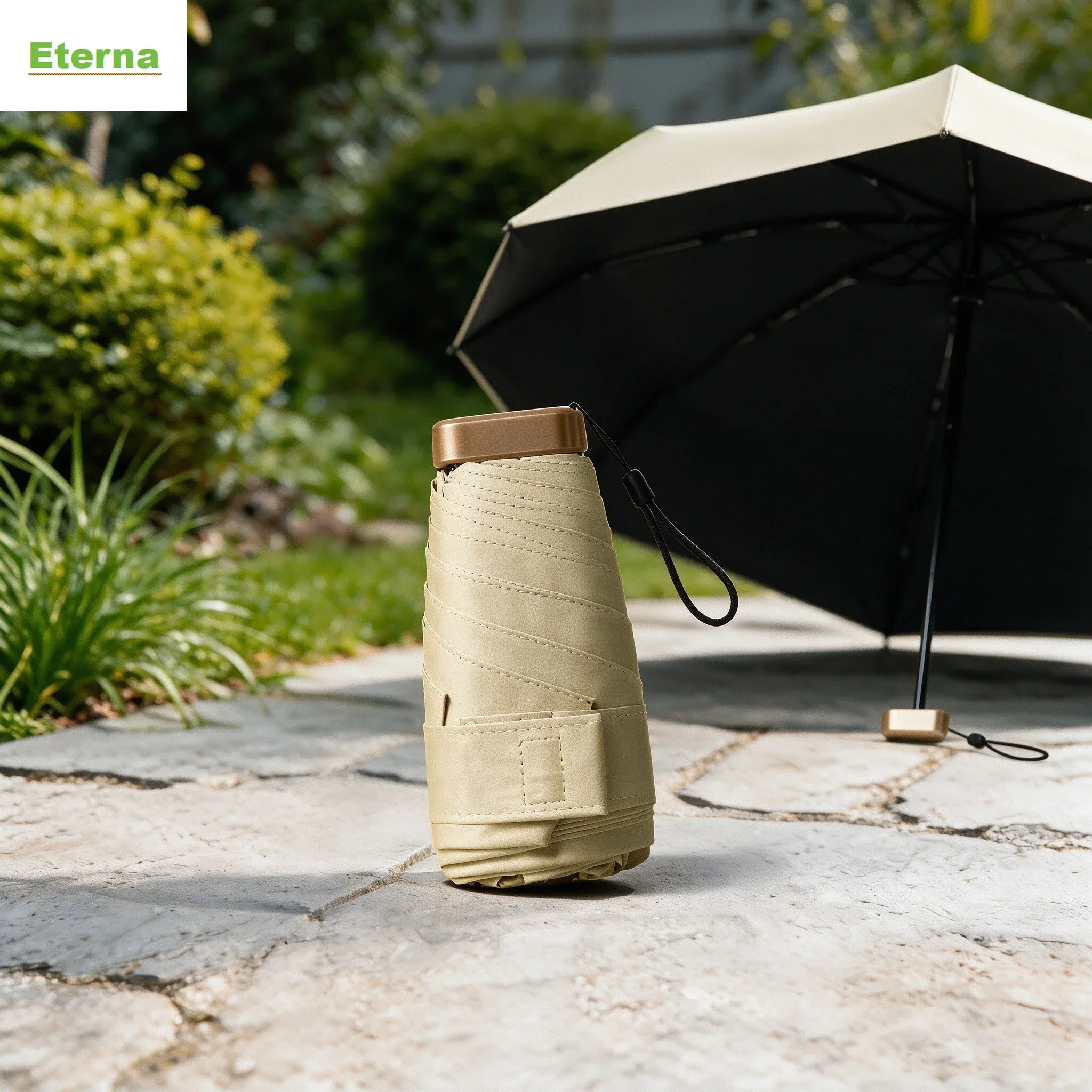 Blackout UV Protection Compact Folding Umbrella 6 Ribs 6 Fold Sun Parasol Manual for Women