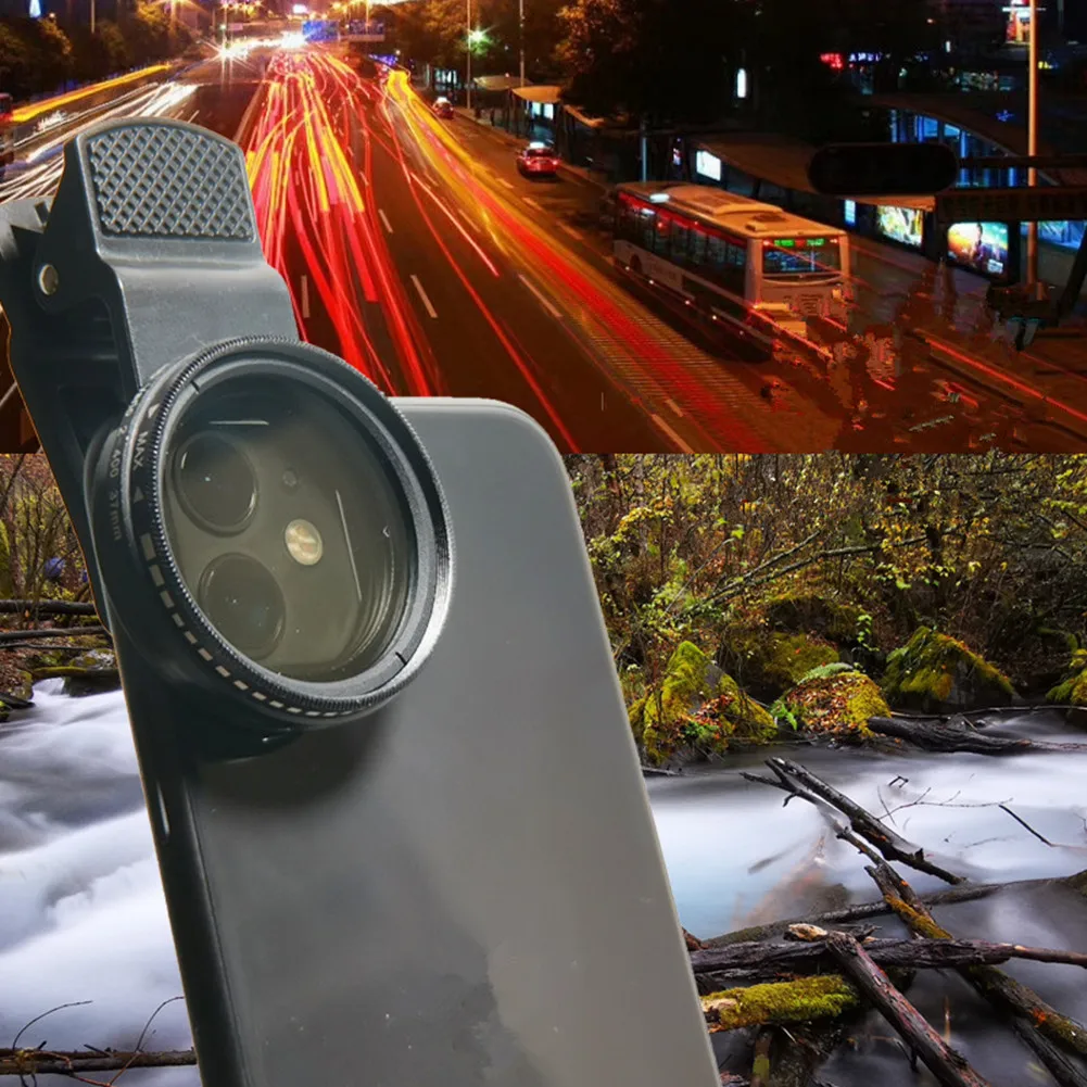 

37mm Adjustable Neutral Density Clip-on ND2 - ND400 Phone Camera Filter Lens For iPhone Huawei Samsung Android ios Mobile