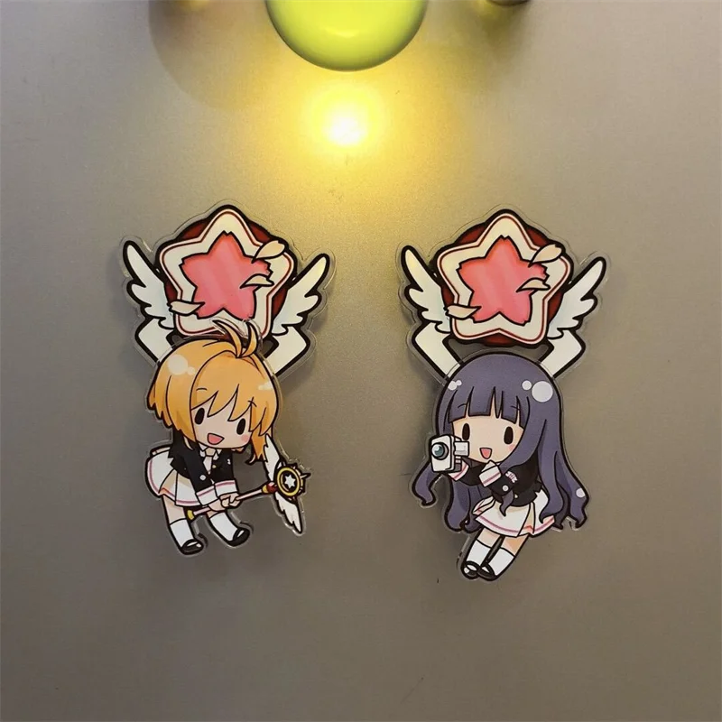 Anime cardcaptor sakura kinomoto sakura cosplay prop geladeira ímã acrílico emblema rotativo modelo ornamento acessórios bonitos