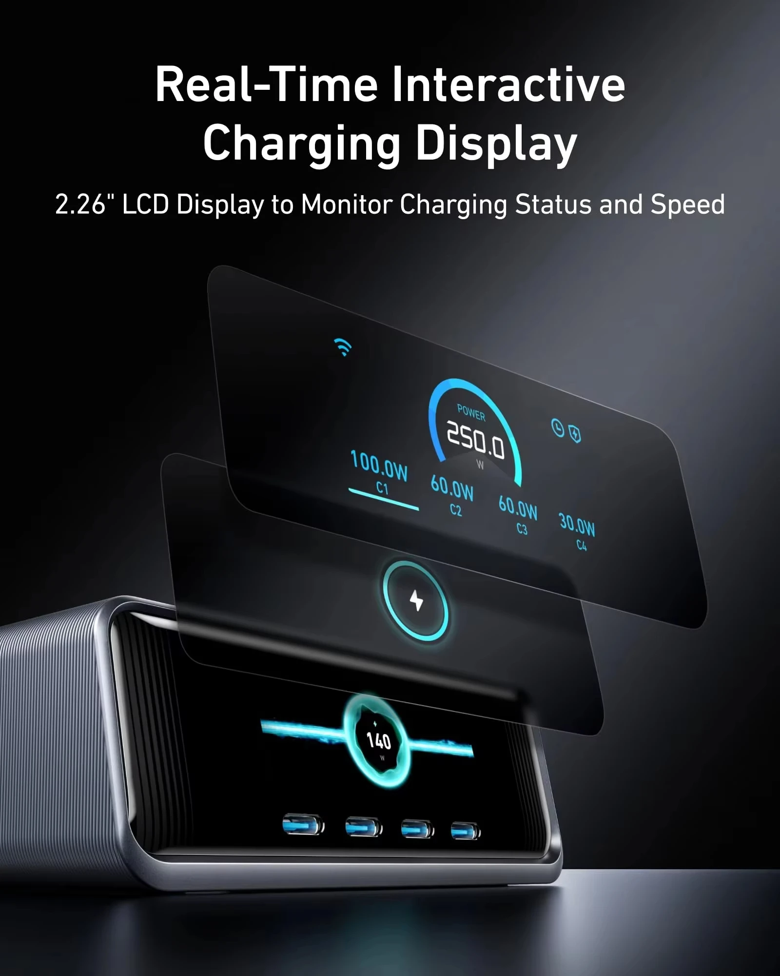 Anker Prime Charger, 250W / 200W GaN Prime USB C Charging Station, Ultra-Fast 6-Port, 2.26