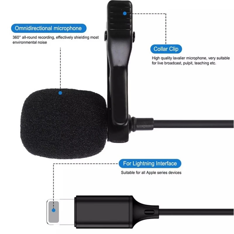 Mini micrófono tipo C/3,5mm para S H X Lavalier, micrófono de grabación con Clip