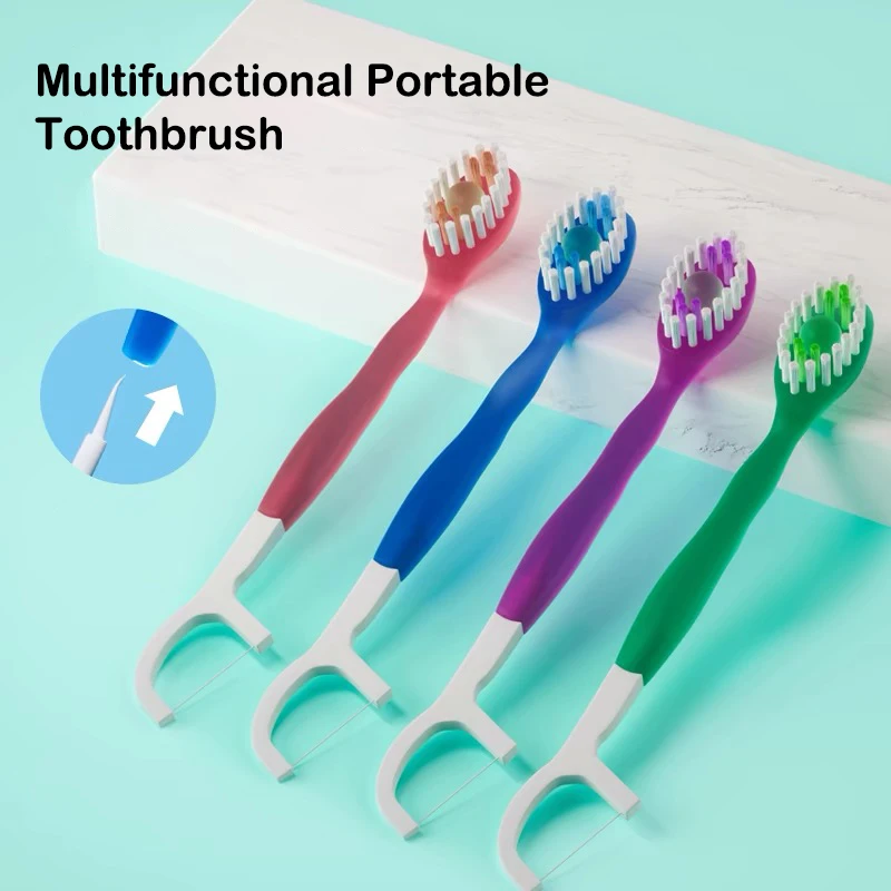 Wegwerptandenborstel Met Floss Pick Draagbare Tandenstokers Tanden Stok Tand Mondreiniging Mondhygiëne Zorg Rager