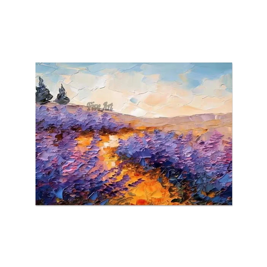 حجم كبير، فن قماش الكتان، لوحات زيتية للمناظر الطبيعية على شكل زهور، بدون إطار، صورة المناظر الطبيعية، تصميم أكريليك تجريدي