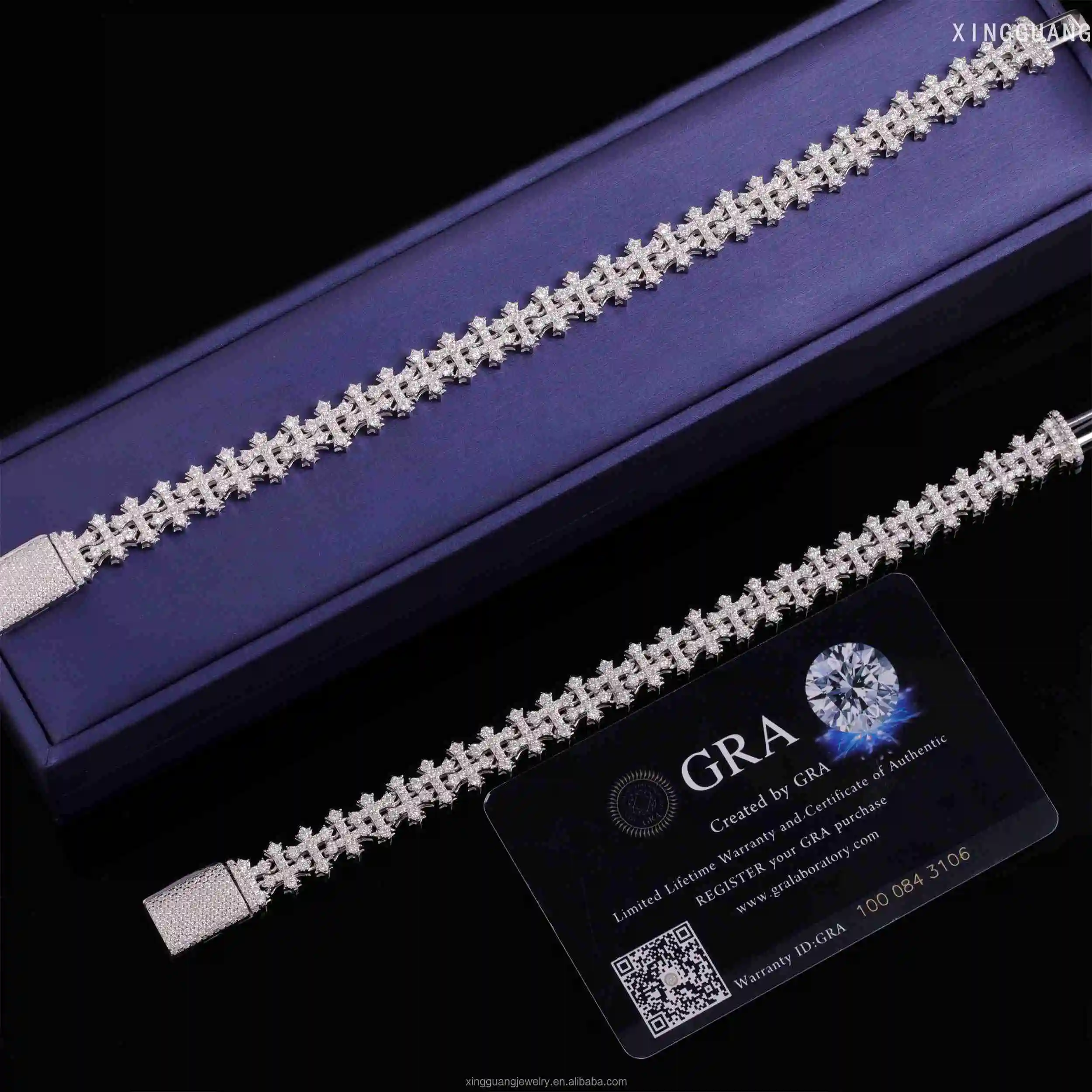 Pass Hot Sale Diamond Tester Silver 925 Gold Plated Hip Hop Jewelry Custom VVS Chain Moissanite Cuban Cross Bracelet...
