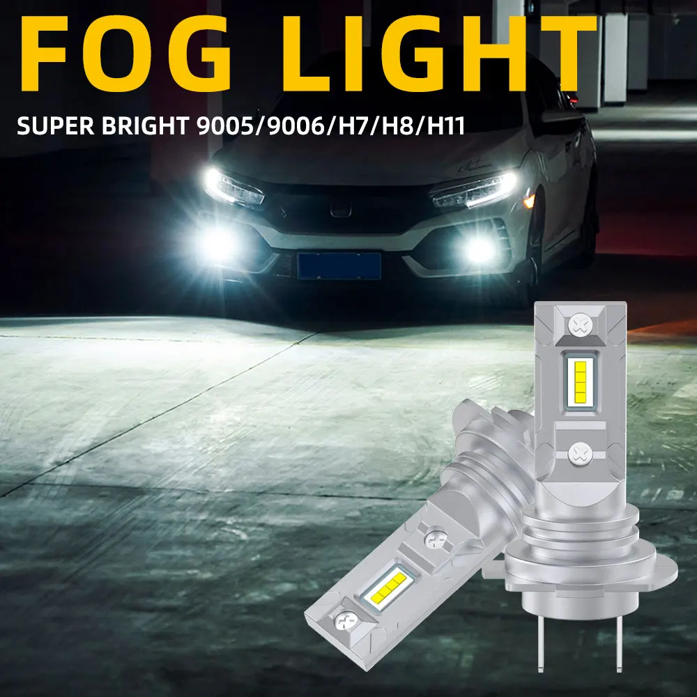 

2pcs H1 H3 LED Fog Lights 12-24V Fog Lamps Car Day Driving Running Light High Power Lamps 8 SMD 3030 Chip 6000K White 4800LM