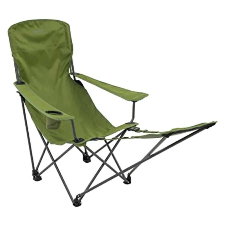 

Escape Lounge Camping Chairs for Adults: steel frame black foldable with footrest adjustable armrests includes carry bag