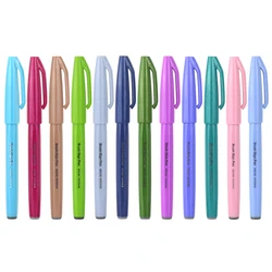 12/24pcs Japan Pentel Touch Brush Fude Pen New Pastel / Normal Color SES15C Sign Pen Art Wrting Supplies