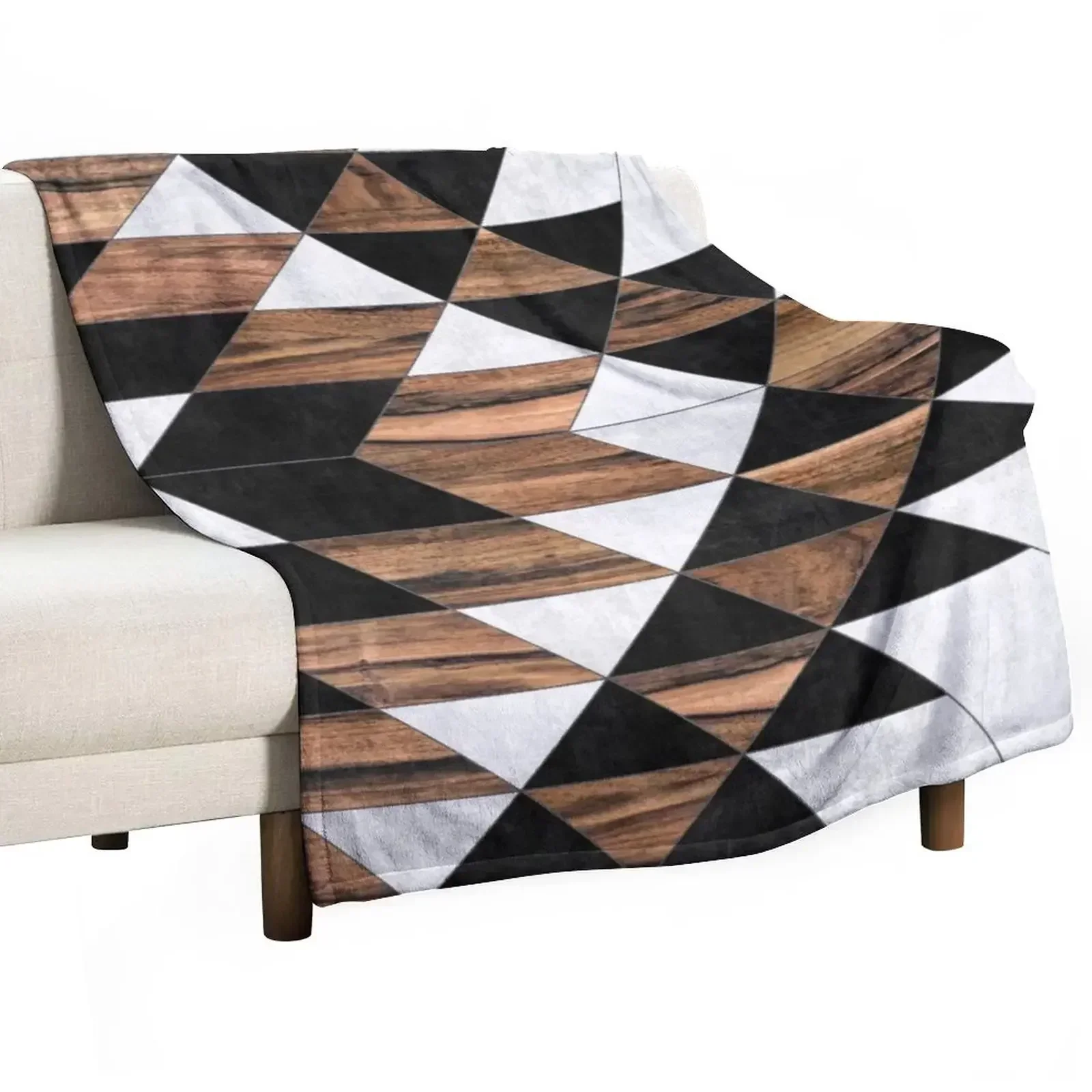 

Urban Tribal Pattern No.9 - Aztec - Concrete and Wood Throw Blanket Picnic Thins Blankets