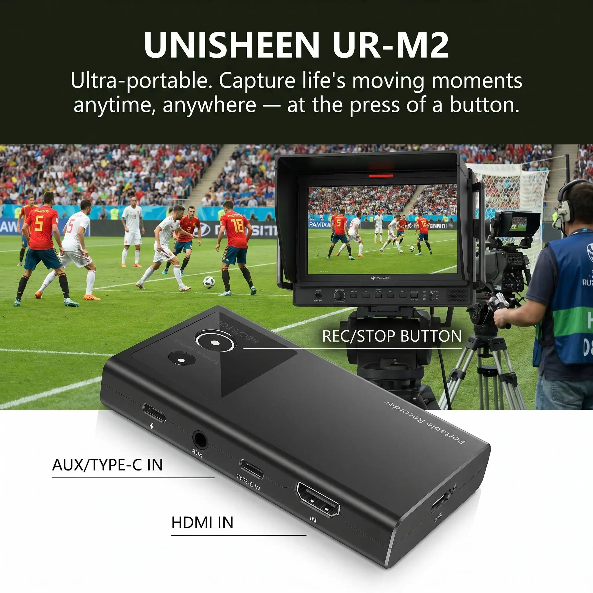 UNISHEEN UR-M2 Portable Video Recorder Device Standalone Camera HDMI DisplayPort to MicroSD Game Smartphone Capture Box
