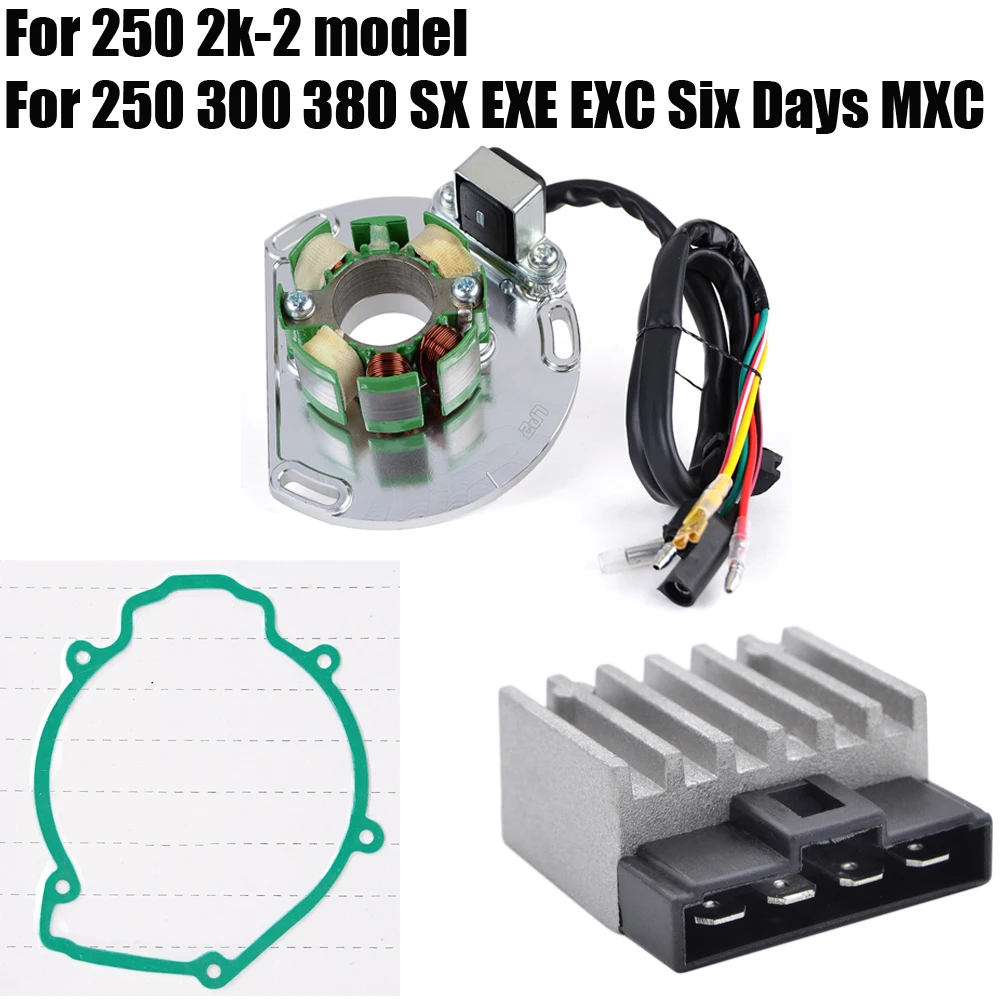 

Stator Coil Regulator Rectifier + Gasket For 250 2k-2 model 250 300 380 SX EXE EXC Six Days MXC 2000 2001 2002 2003