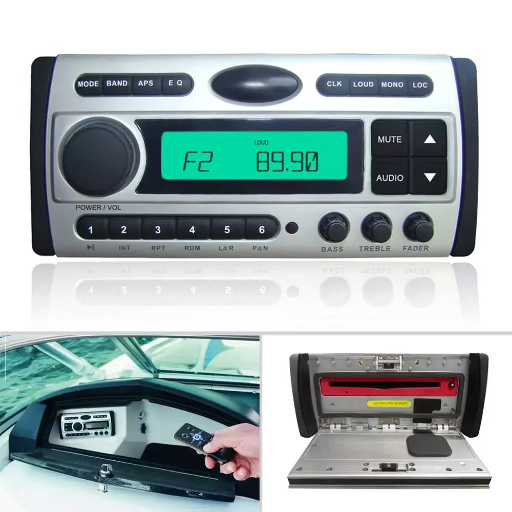 

Single DIN Marine BT Receiver Stereo System And And DVD/CD/CDR/MP3 Player for Boat ATV Motorcycle Off Road