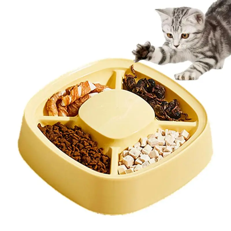 Cat Slow Feeder Spill Proof Raised Rim Slow Bowl Fun Interactive Cat Puzzle Feeder Puppy Training For Kitten Fast Eaters Wet Dry