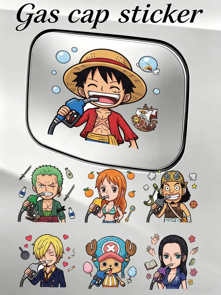 

Наклейка на крышку бензобака автомобиля ONE PIECE LUFFY ZORO, милая и забавная, водонепроницаемая, декоративная наклейка на топливный бак