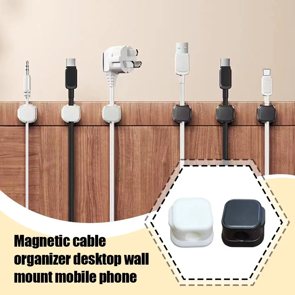 Magnetic Cable Organizer Desktop Wall-mounted Phone Storage Buckle Data Install Cable To Rack Plug Charging Hook Cable Easy X0H3