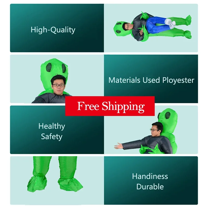 Alien Inflatable Costume Mascot Green Adult Anime Cosplay For Man Women Halloween Carrying Human