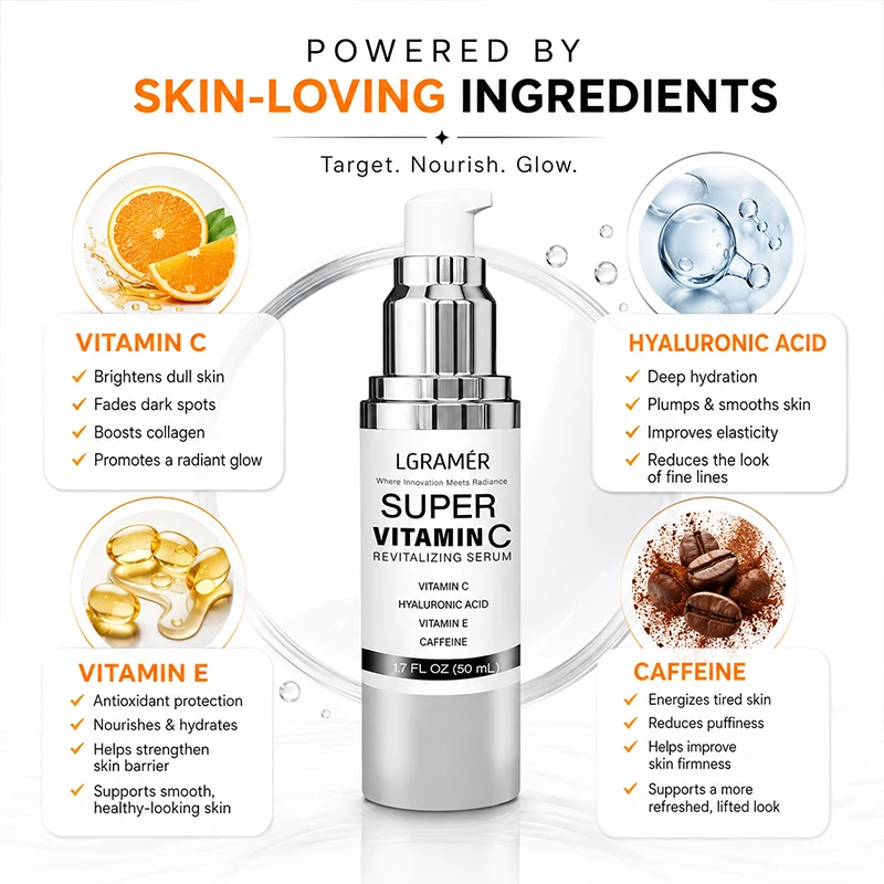 Super Vitamin C Face Serum, Specially Designed for Mature Skin, Lightweight Korean Daily Facial Essence Revitalizing for Healthy