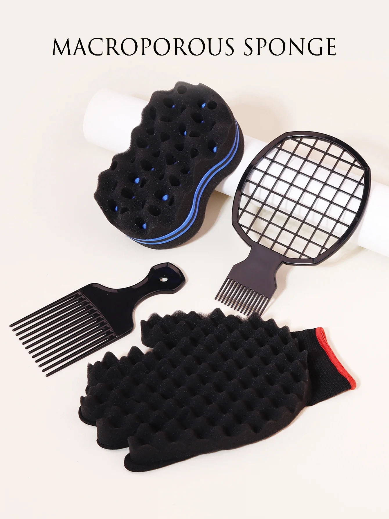 

4 шт., набор губок для расчески вьющихся волос в африканском стиле, подходит для парикмахеров и личных губок для вьющихся волос, набор для вьющихся волос