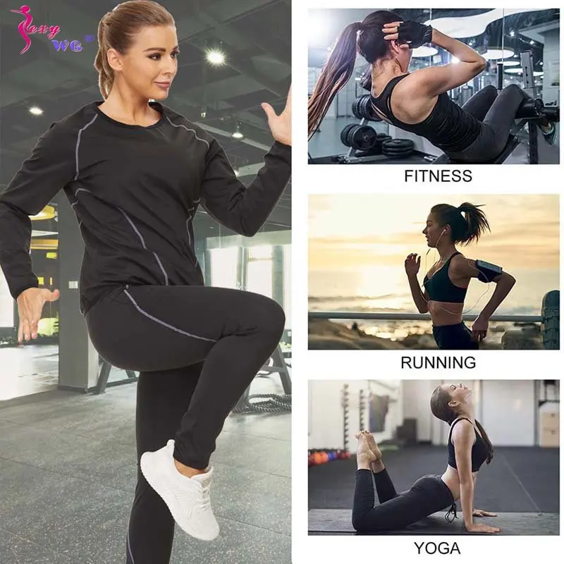 SEXYWG Sauna Top for Women Weight Loss Long Sleeve Sweat Slimming Jacket Fat Burner Fitness Suit Ladies Body Shaper Workout