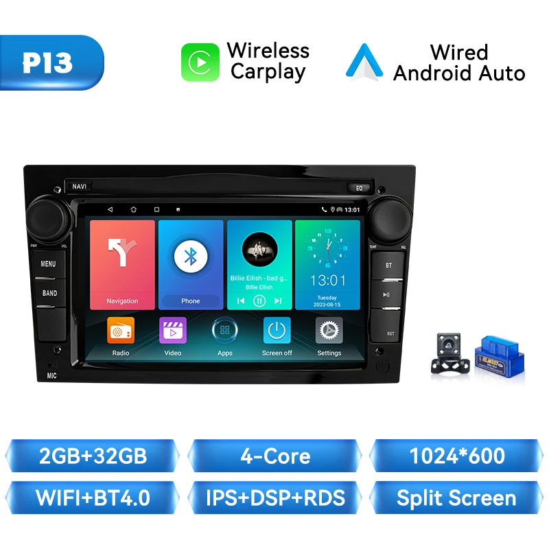 XONRICH Draadloze CarPlay Autoradio Speler Voor Opel Astra H J2004 Vectra Vauxhall Antara Zafira Corsa C D Vivaro Meriva Veda