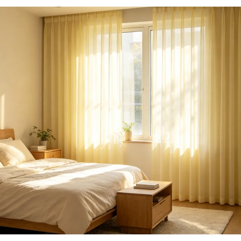 Simple Light Yellow Velvet Fabric, Translucent But Not Transparent, Curtains for Living Room, Bedroom, Balcony