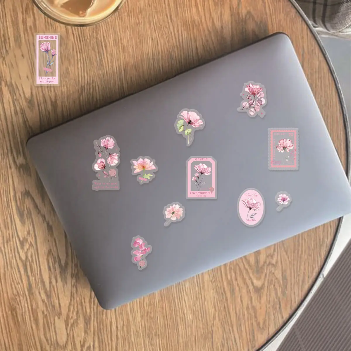 1Sheets PET Fresh Plant Nordic Style Pink Flower Collage Rich   Patterns Student DIY Laptops, Scrapbooks Decoration Stickers