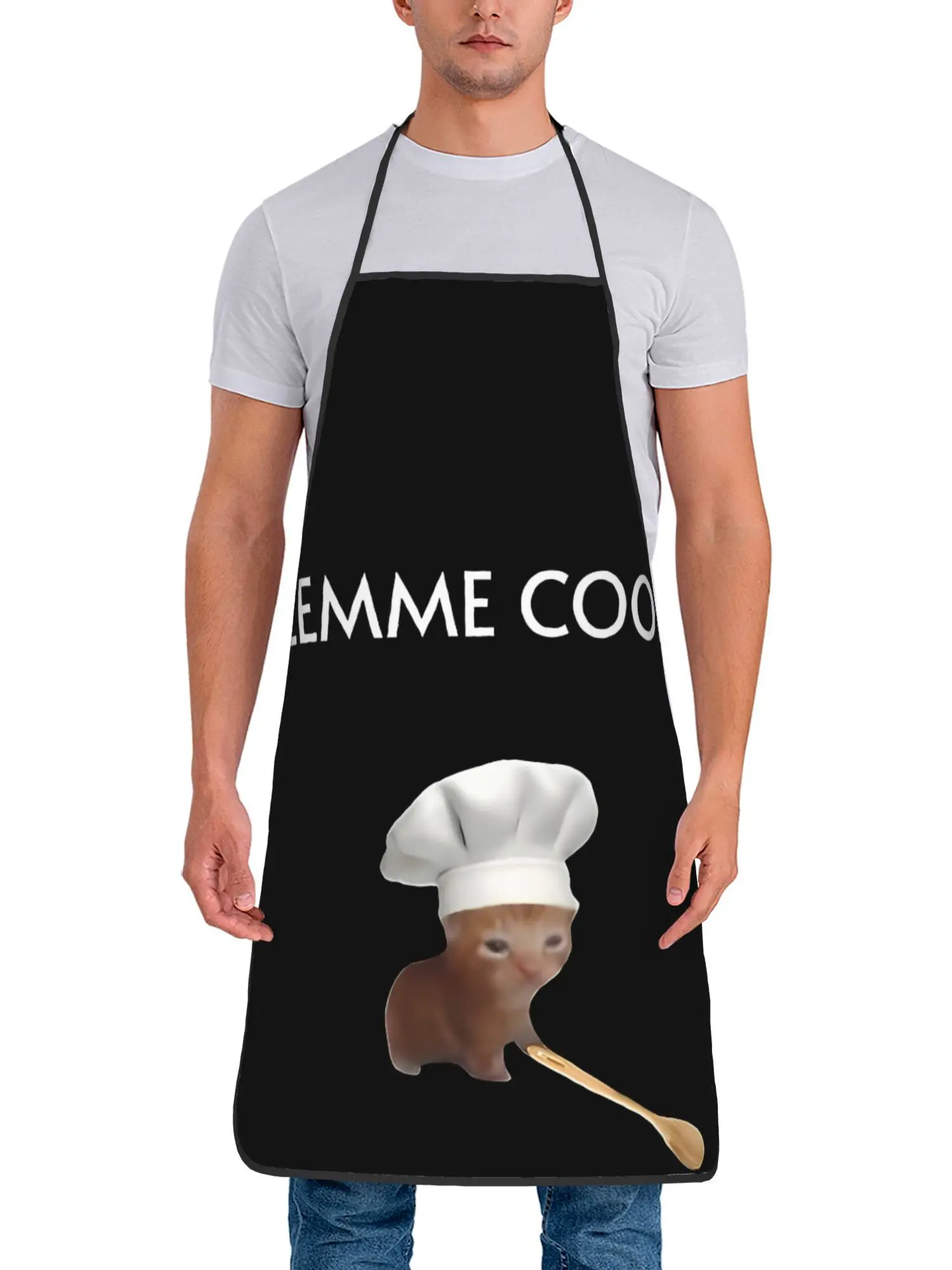 Delantales de Cocina Chef Cat Kitten Meme Lemme, Delantales de Cocina de Poliéster Resistentes al Aceite, Delantales Unisex para Adultos, Moda para Camping