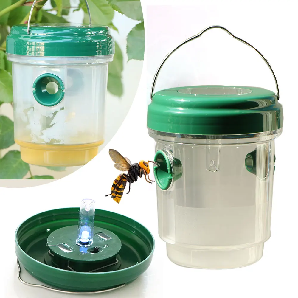 

Hanging Solar Fruit Fly Trap with LED Light for Orchard Garden Outdoors Mosquito Traps Farm Flying Insects Wasp Control Killer