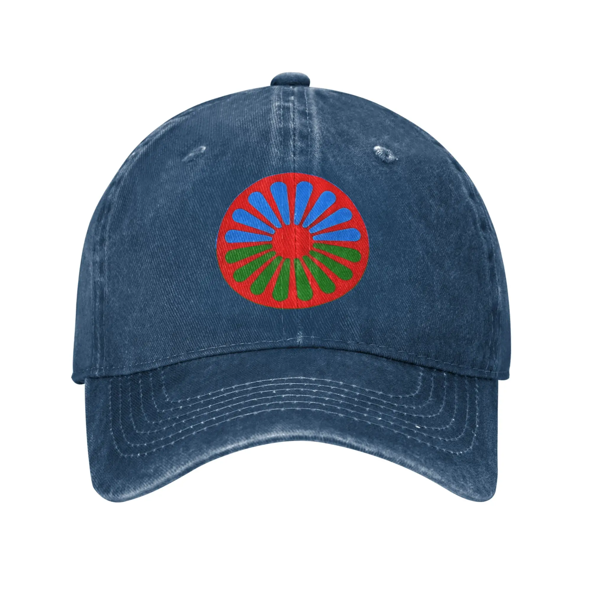 Romani Gypsy Circle Sun Baseball Cap  Trendy Female Male Washed Hip Hop Hats Sunscreen Custom Logo Kpop Rock Snapback Cap