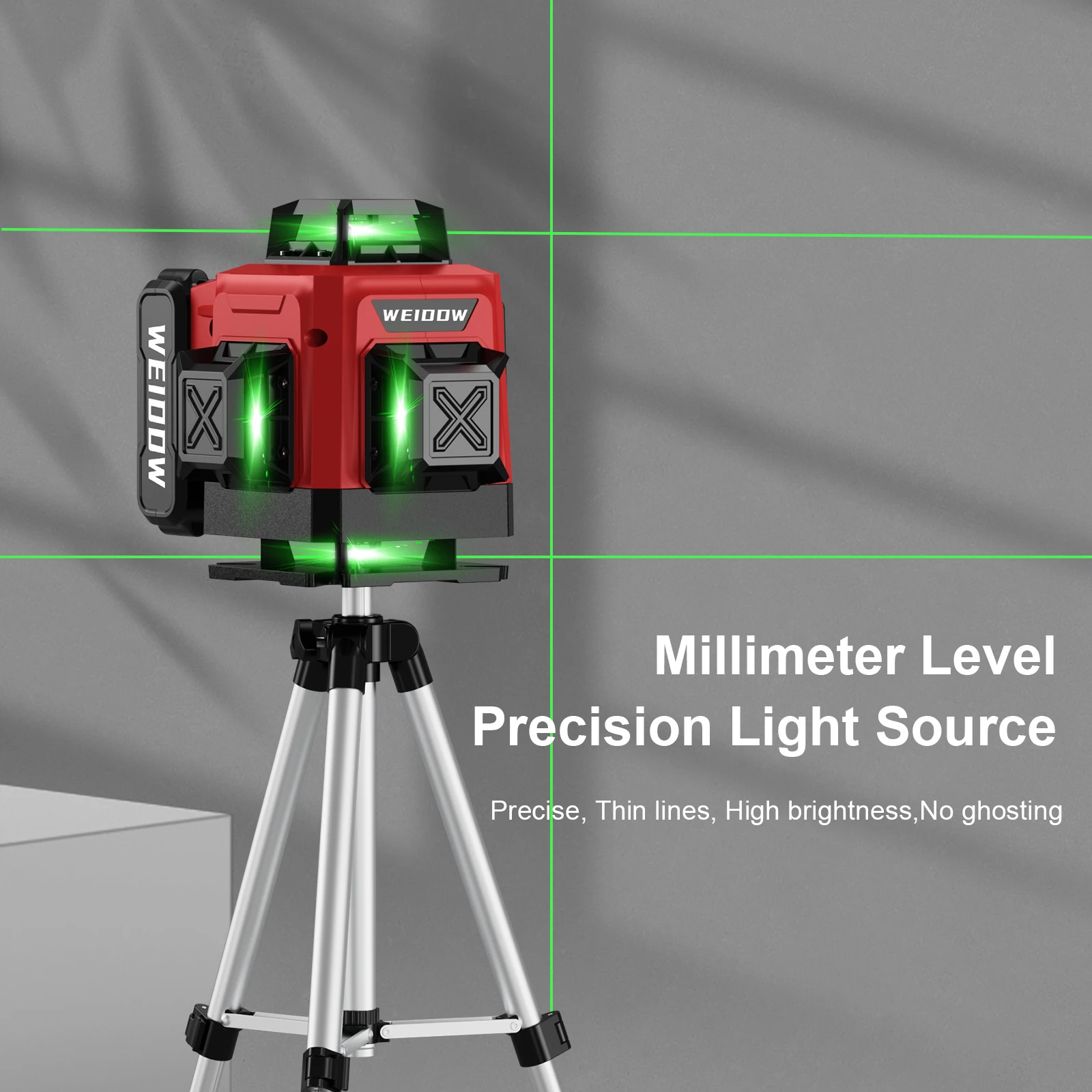 WEIDDW 4D 16 Lines Laser Level with Tripod and suitcase 360 Self Leveling 4x360° Cross Line Professional Laser Construction Tool