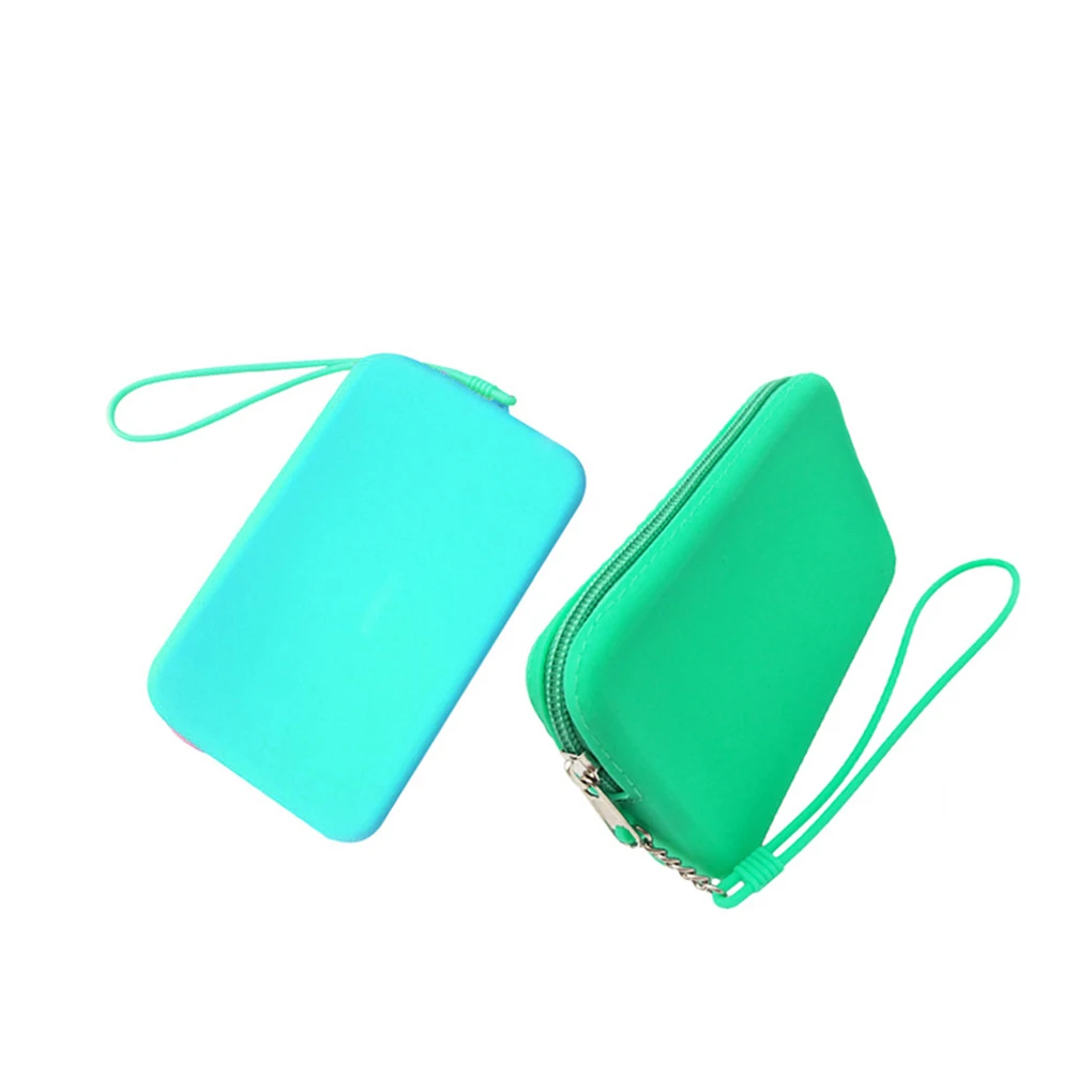Rectangular Wallet Silicone Zippered Waterproof Storage Bag Multifunction Carrying Handbags Mobile Men Women Khaki