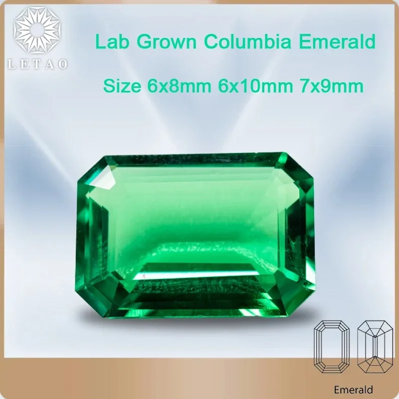 

Lab Grown Emerald Cut Columbia Emeralds Hydrothermal Hand Cutting Advanced Jewelry Making Materials 0.91-1.83ct AGL Certificate