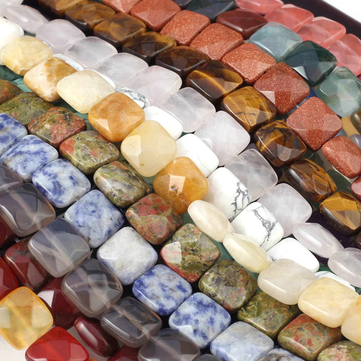 Natural Stone Beads  Square Shape Gemstone Isolation Spacing Loose Beads Jewelry Making DIY Necklaces Bracelet Accessories Gifts