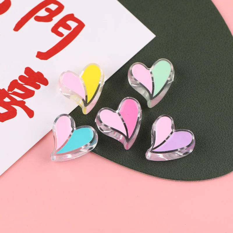 20PCS Transparent Acrylic Dripping Love Rainbow Beads Loose Spacer Beads For Jewelry Making DIY Bracelet Keychain Accessories