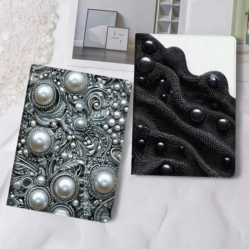 

Silver Pearl Carved Pattern Tablet Case For Samsung Tab Galaxy S6 S11 A A7 A8 A9 A11 10.1 10.4 10.5 Plus Lite Gift