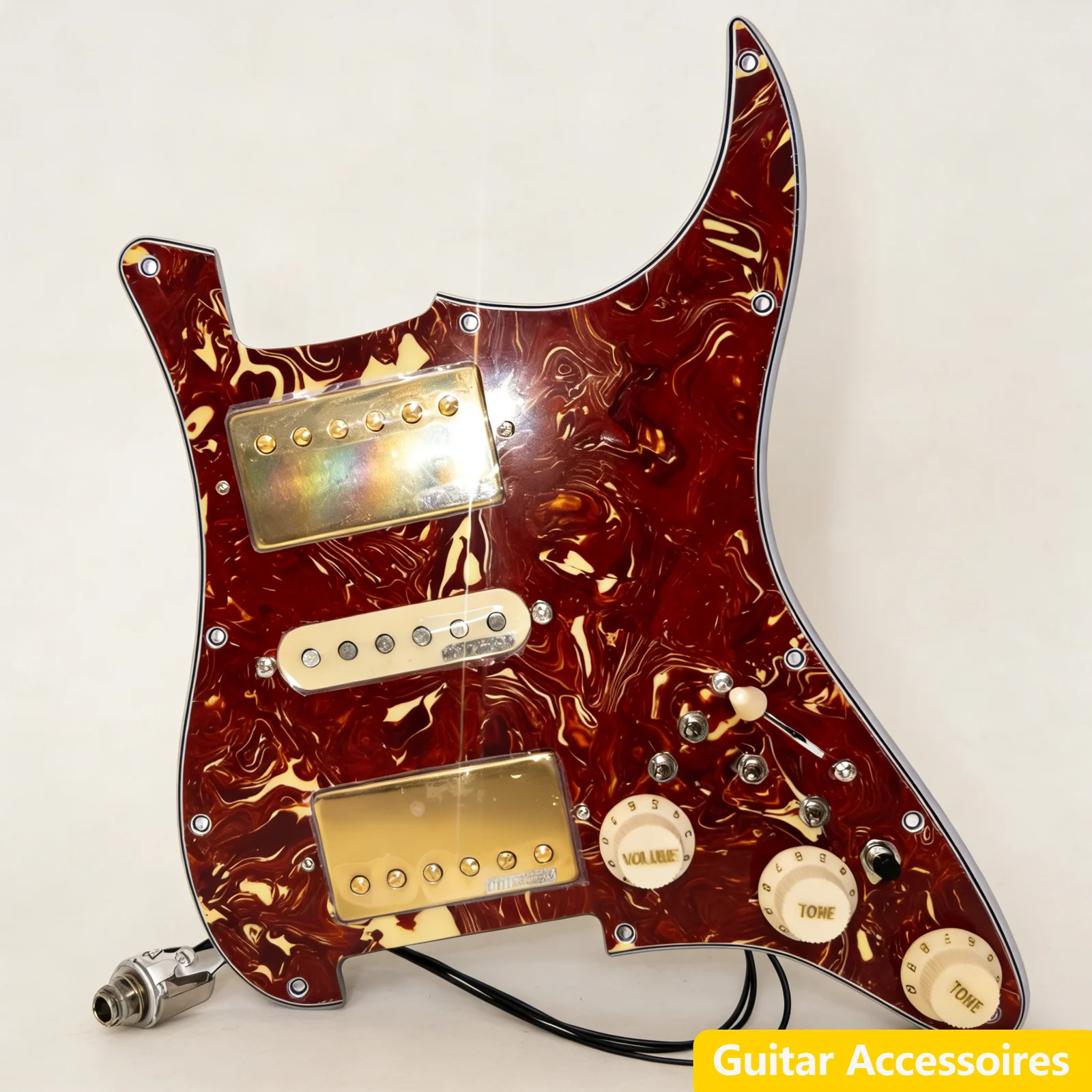 

Готовый комплект пикгарда HSH с предустановленной проводкой и двумя звукоснимателями Alnico 5 Humbucker (с функцией Coil Split) – Комплект проводки для гитары в стиле ST